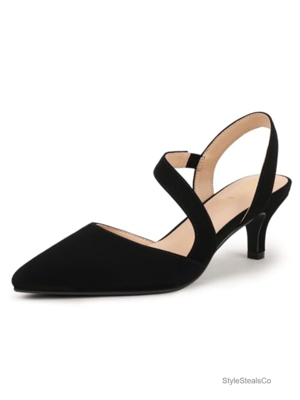 Kitten Heel Slingback Pumps Closed Toe Faux Leather Dress Shoes